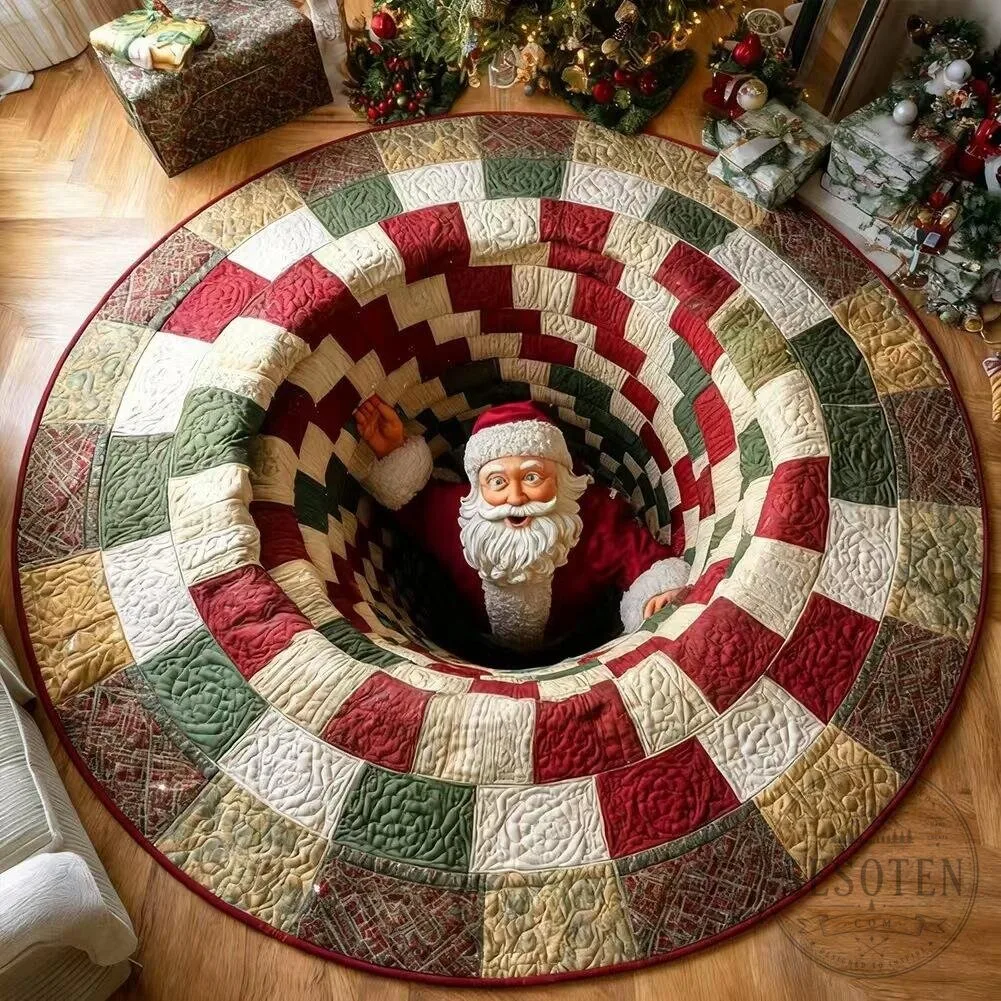 Santa Claus Christmas Illusion Round Rug Holiday Home Floor Decor 25 Santa Claus Christmas Illusion Round Rug Holiday Home Floor Decor