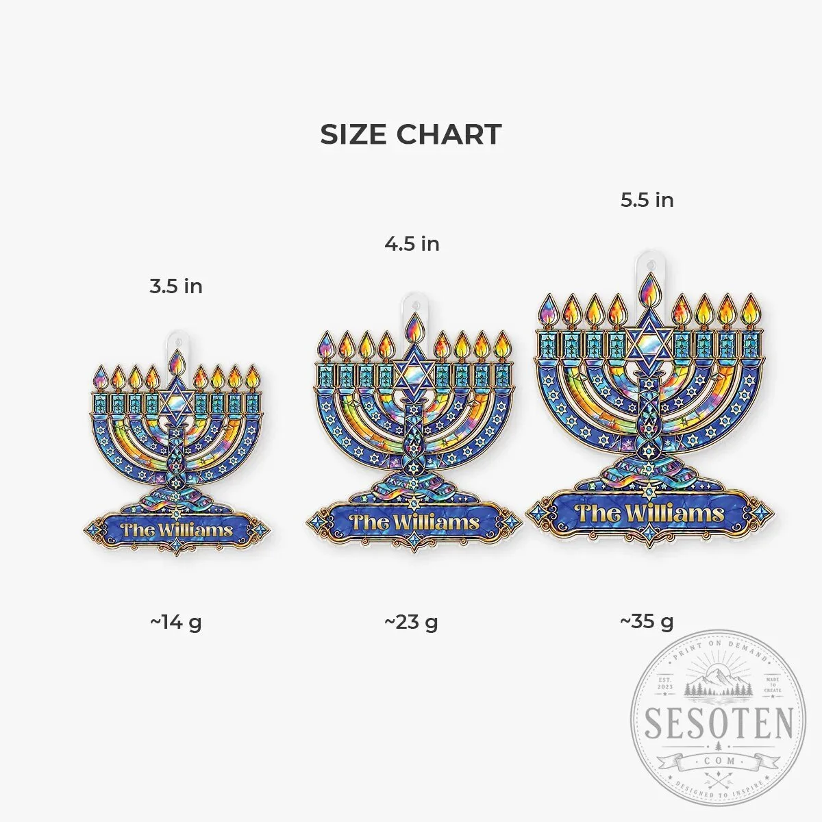 Personalized Hanukkah Menorah Stained Glass Effect Acrylic Ornament 13 Personalized Hanukkah Menorah Stained Glass Effect Acrylic Ornament