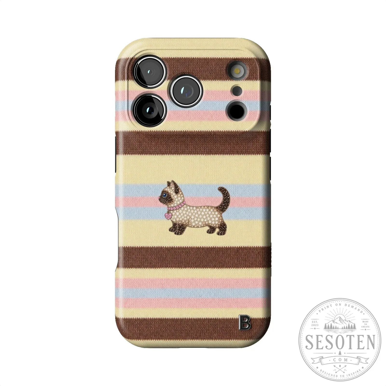 Cute Kitten Striped Pattern iPhone Case for Apple Smartphone Protection