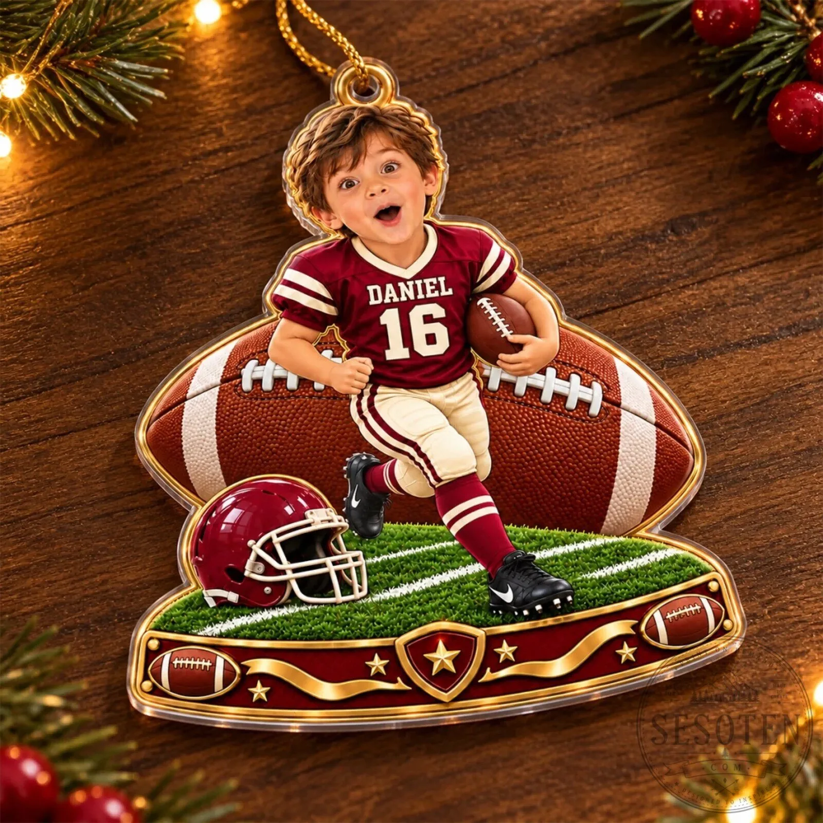 Personalized Football Player Christmas Ornament Custom Photo Gift for Kids 7 Personalized Football Player Christmas Ornament Custom Photo Gift for Kids