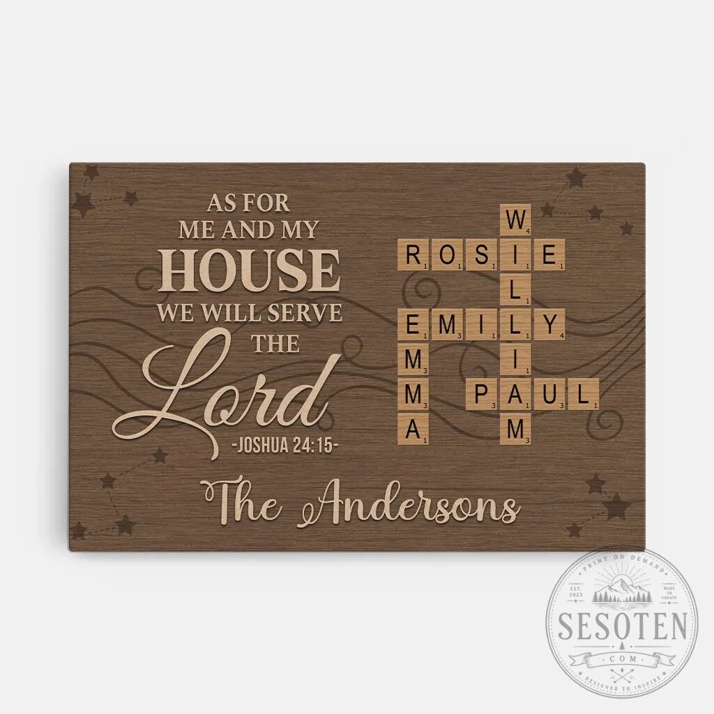 Personalized Family Name Crossword Scrabble Tiles Religious Wall Art Canvas