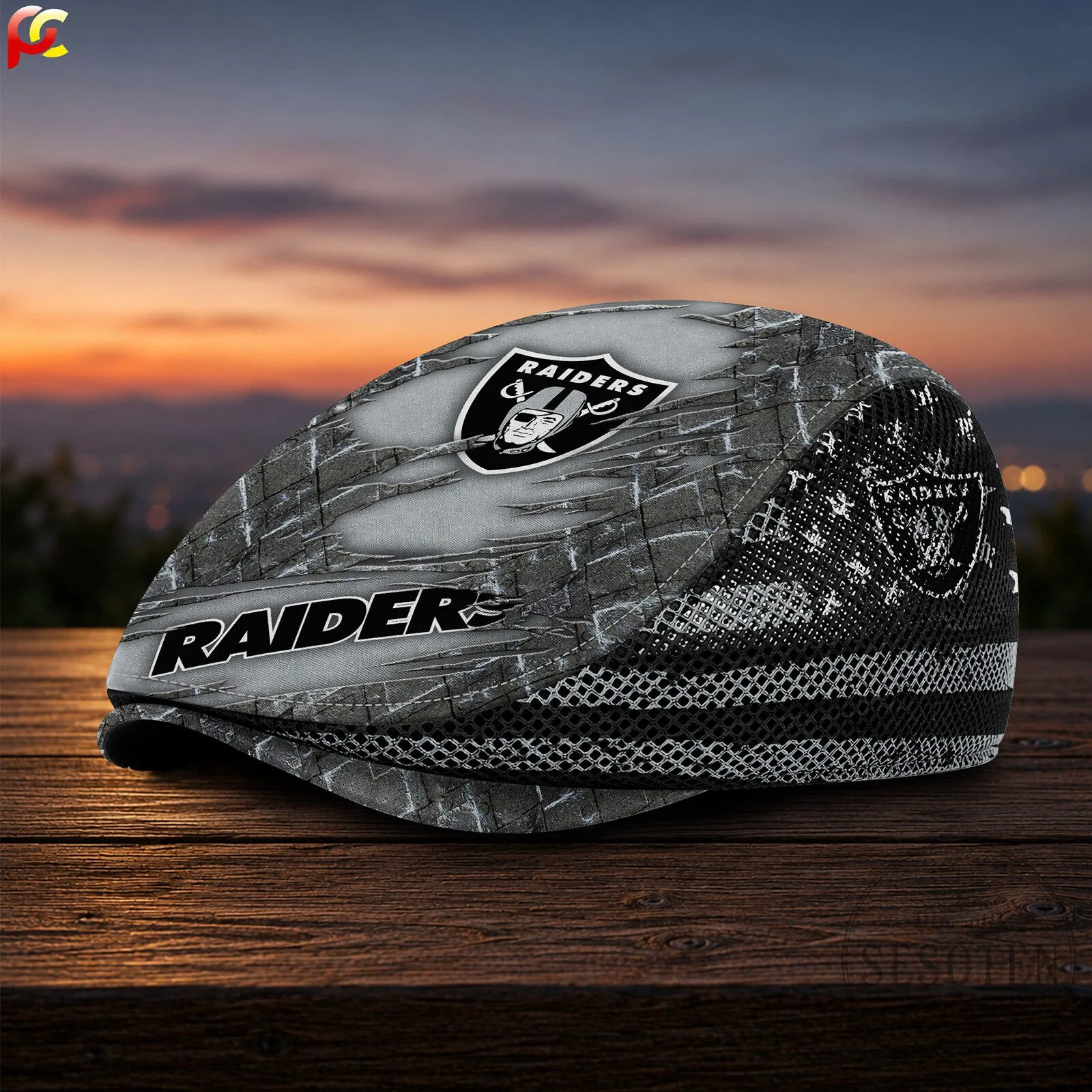 Las Vegas Raiders NFL Mesh Flat Cap, Golf Mesh Cap, Men's Sports Hat