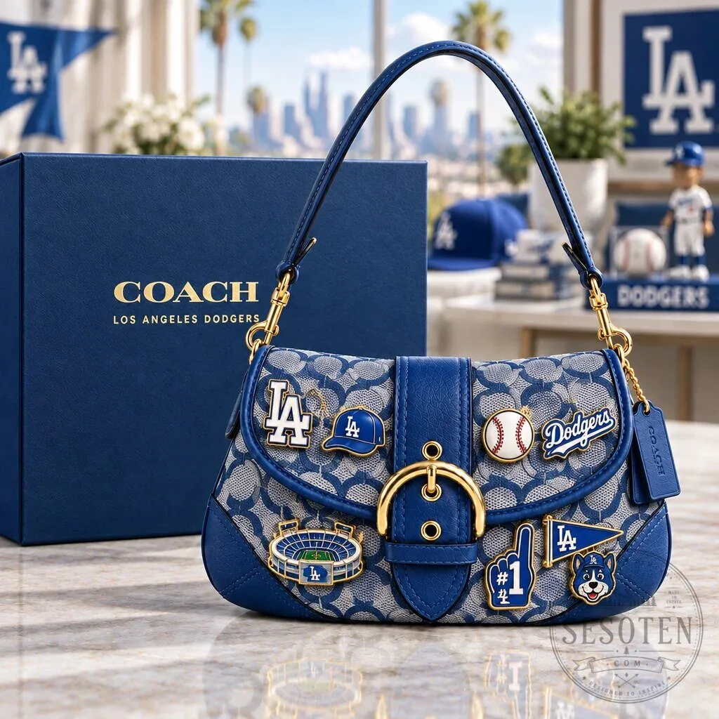 Los Angeles Dodgers Coach Signature Pattern Soho Shoulder Bag 1 Los Angeles Dodgers Coach Signature Pattern Soho Shoulder Bag