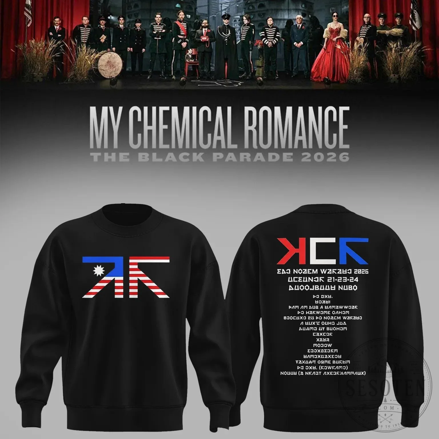 Los Angeles 2026 Concert Sweatshirt for My Chemical Romance – The Black Parade Collection