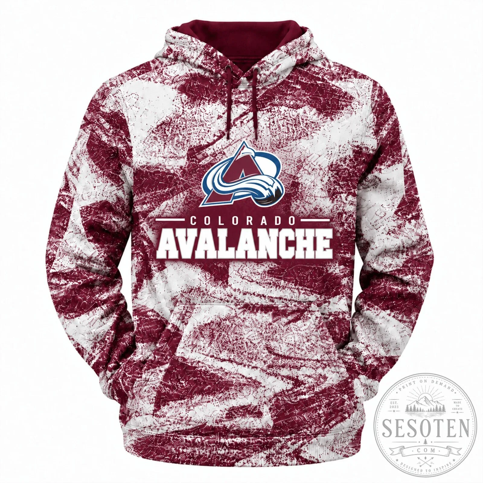 Colorado Avalanche NHL Hockey Team Fan Distressed Maroon Hoodie