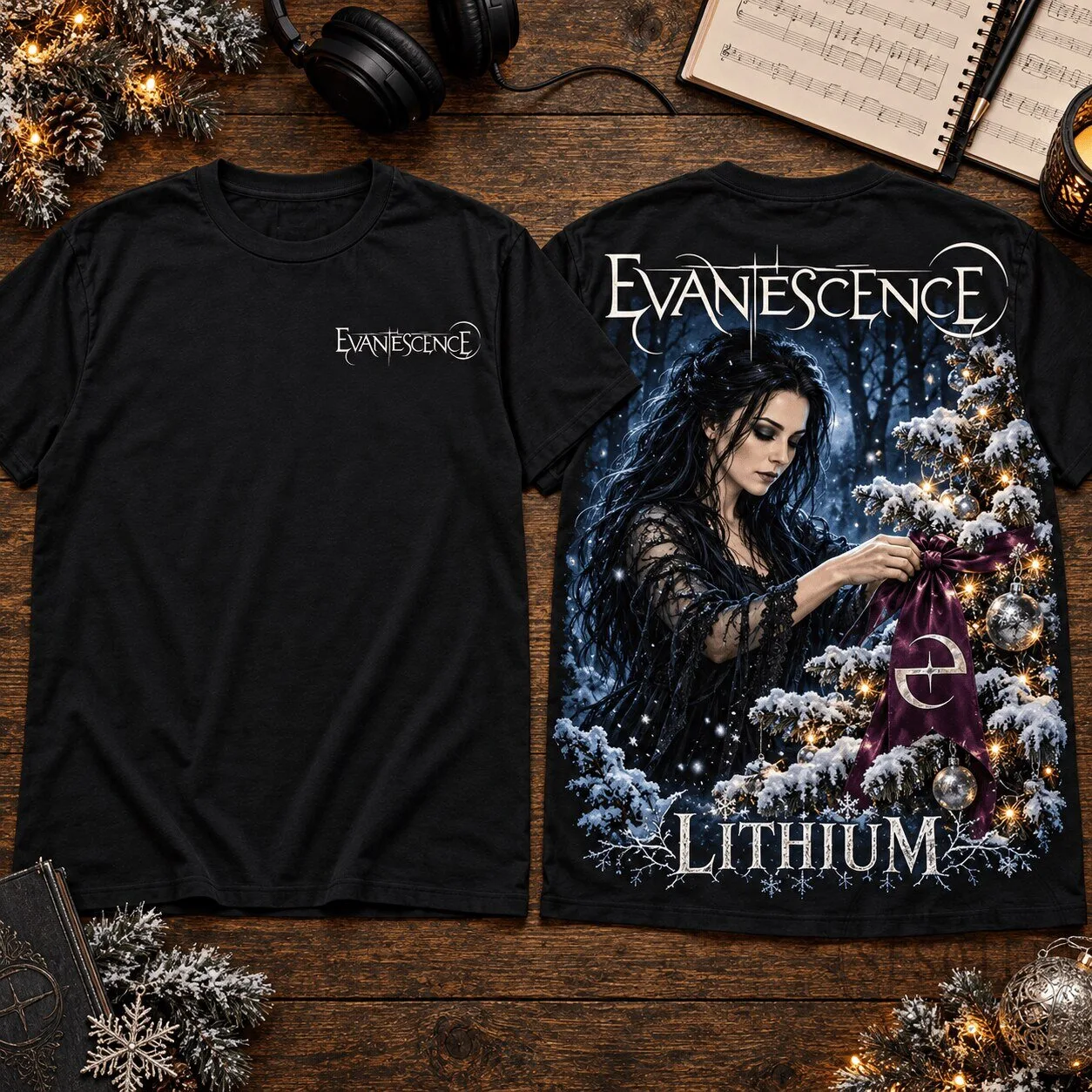 Evanescence Lithium Gothic Christmas Band Music Album Art T-Shirt