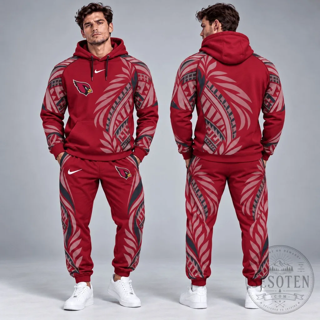 Arizona Cardinals Polynesian Tribal Feather Graphic Pullover Hoodie Arizona Cardinals Polynesian Tribal Feather Graphic Pullover Hoodie