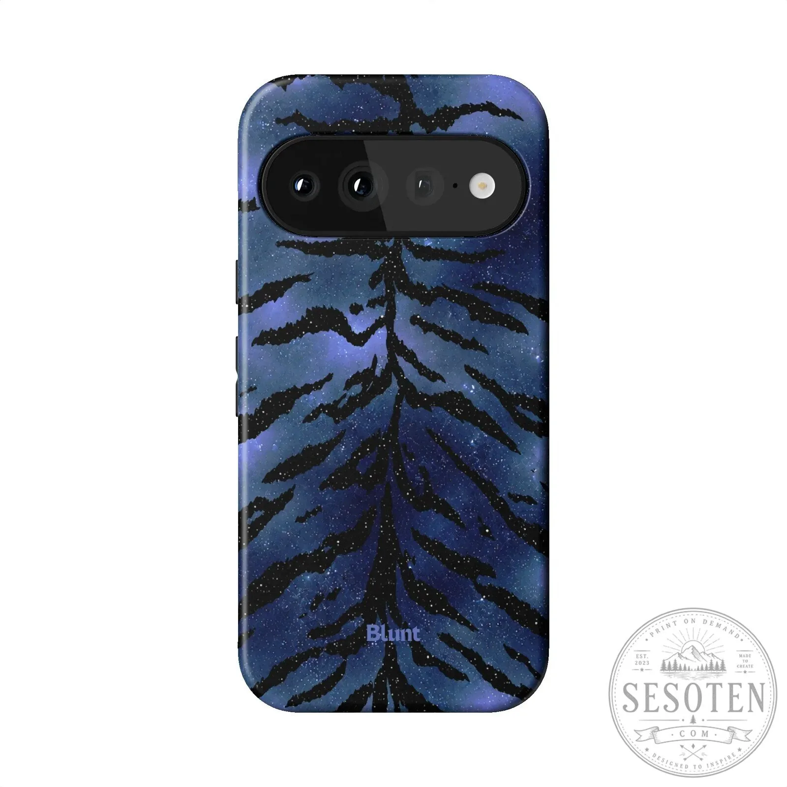 Midnight Blue Tiger Stripe Pixel Phone Case