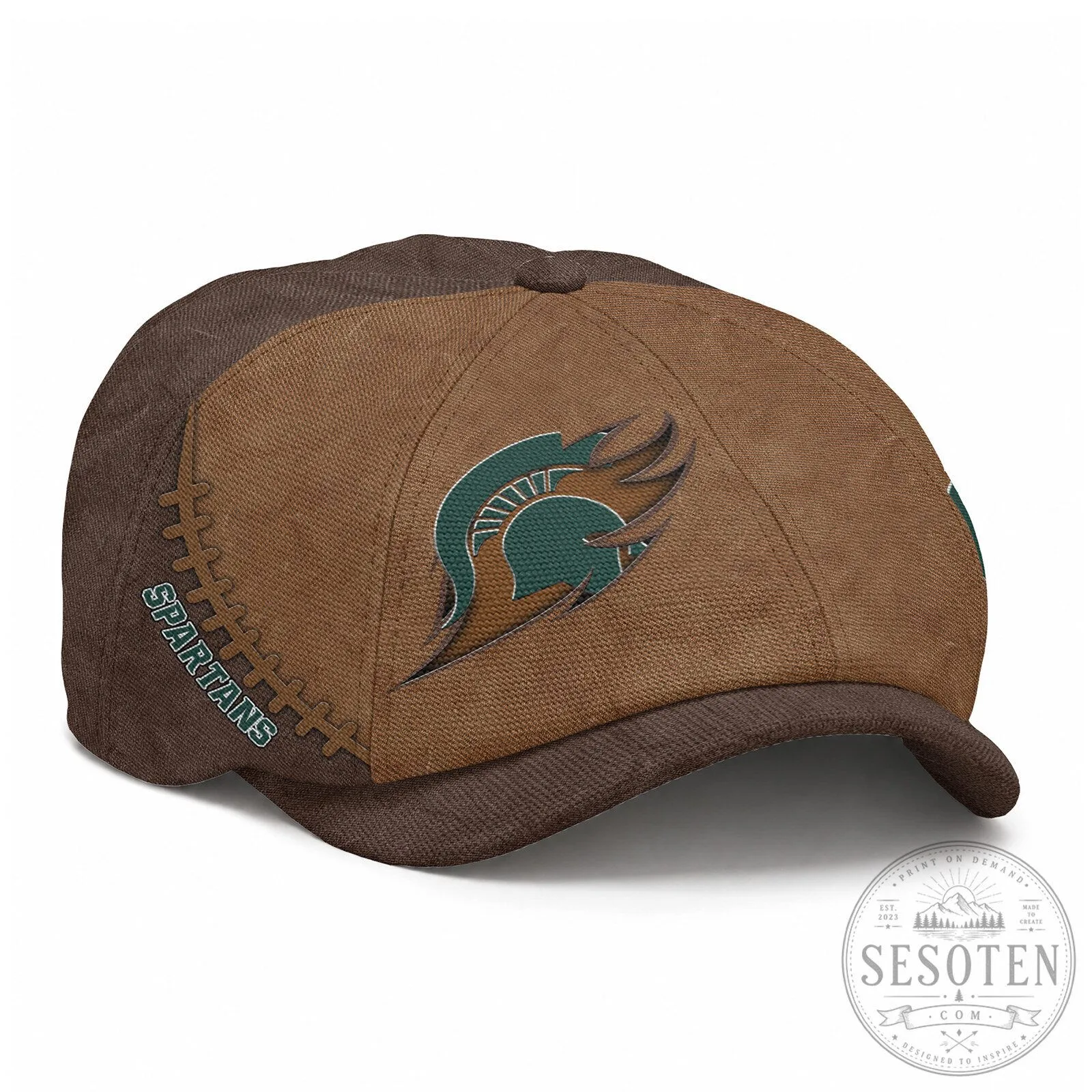 Michigan State Spartans Football Team Logo Brown Baseball Cap Hat 5 Michigan State Spartans Football Team Logo Brown Baseball Cap Hat
