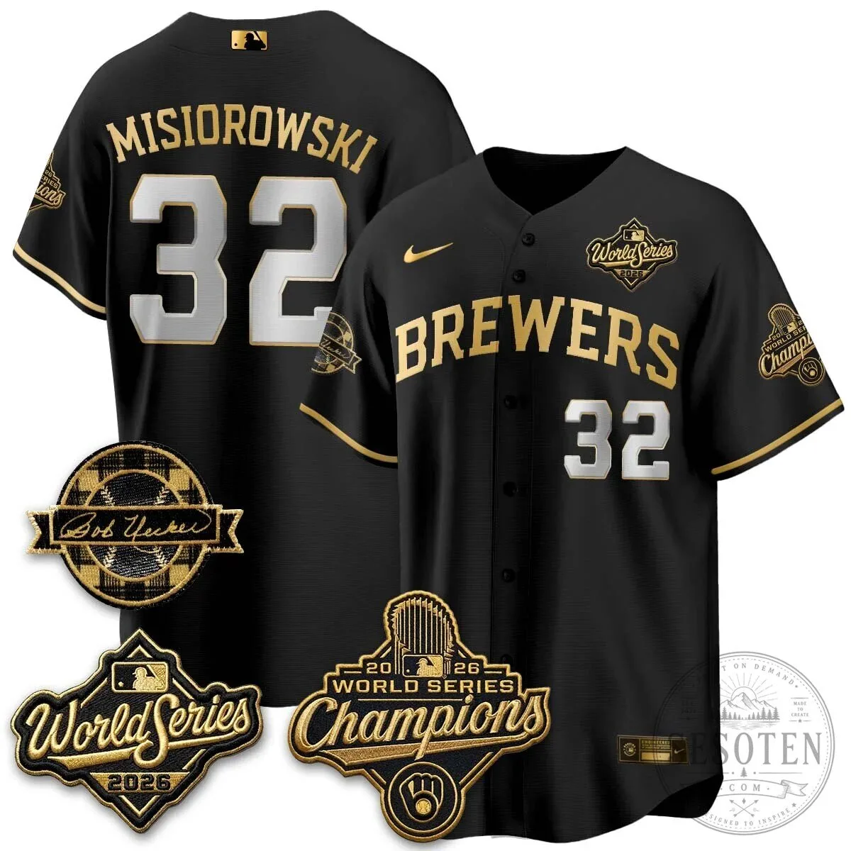 Black Baseball Jersey of Bob Uecker - 2026 Champions Milwaukee Brewers 87 Black Baseball Jersey of Bob Uecker - 2026 Champions Milwaukee Brewers