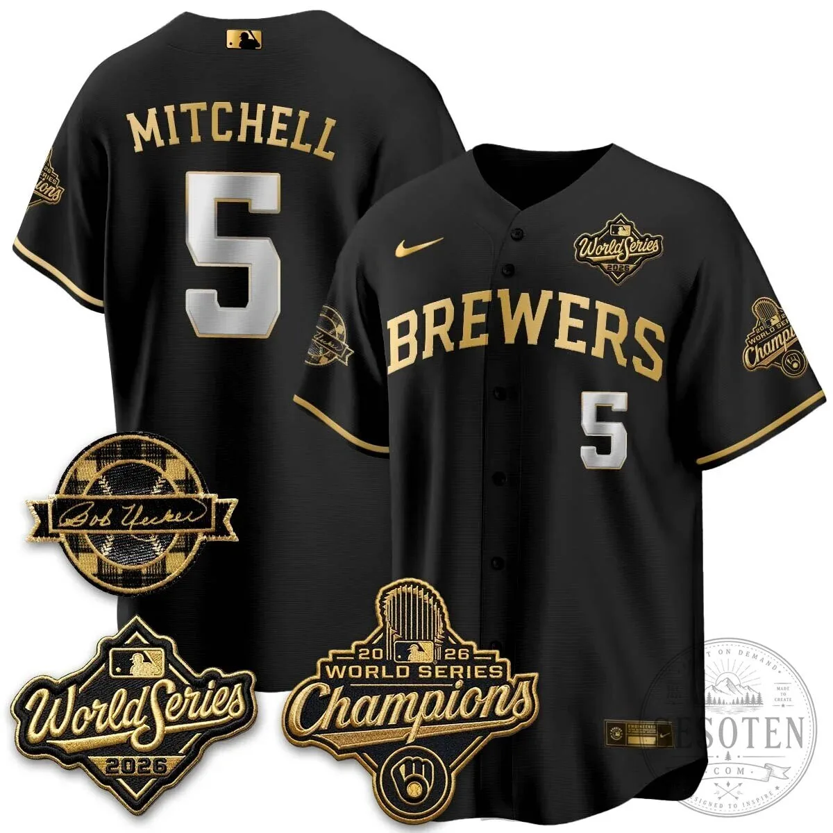 Black Baseball Jersey of Bob Uecker - 2026 Champions Milwaukee Brewers 89 Black Baseball Jersey of Bob Uecker - 2026 Champions Milwaukee Brewers