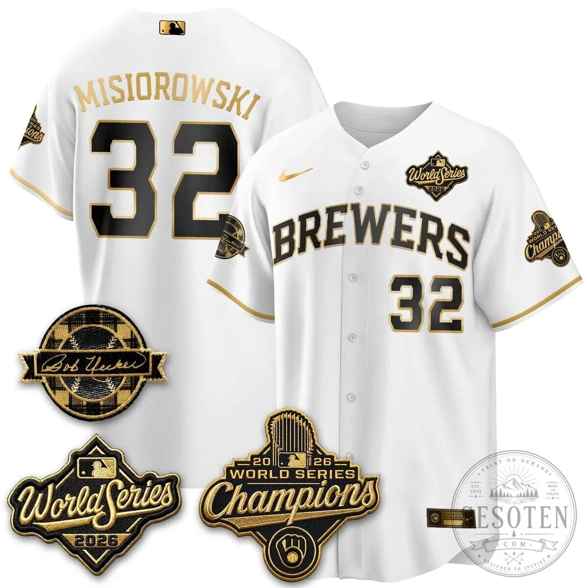Black Baseball Jersey of Bob Uecker - 2026 Champions Milwaukee Brewers 101 Black Baseball Jersey of Bob Uecker - 2026 Champions Milwaukee Brewers