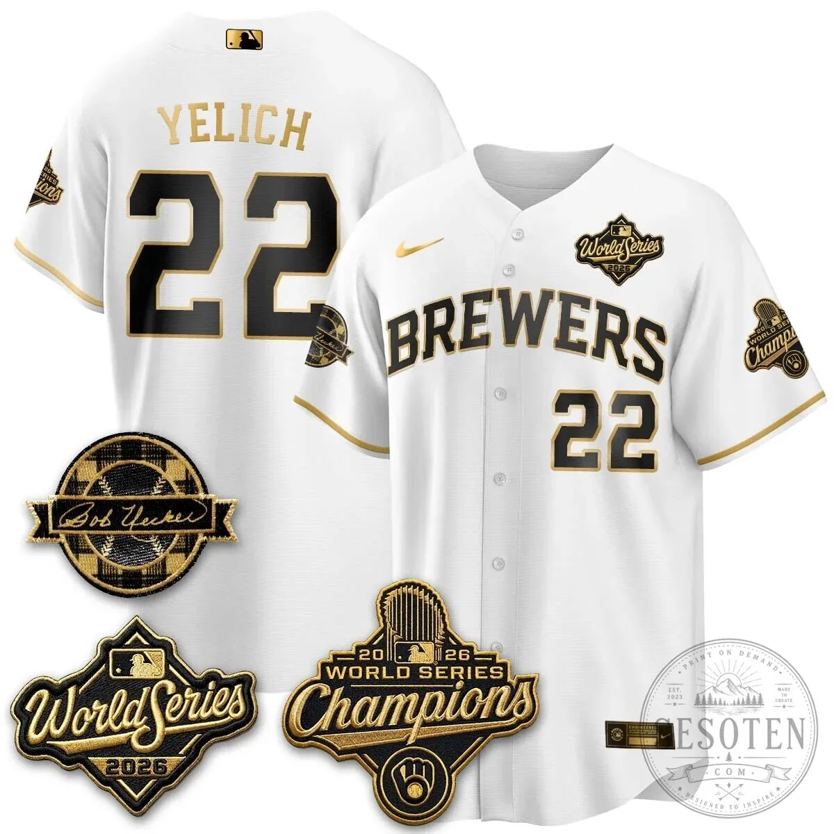 Black Baseball Jersey of Bob Uecker - 2026 Champions Milwaukee Brewers 104 Black Baseball Jersey of Bob Uecker - 2026 Champions Milwaukee Brewers