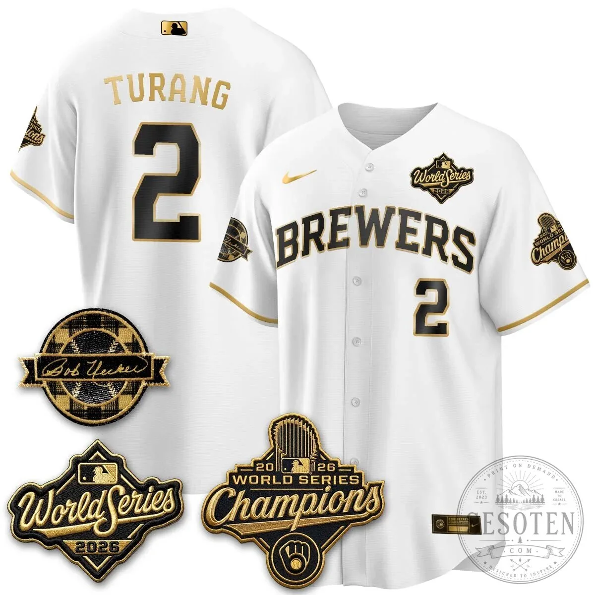 Black Baseball Jersey of Bob Uecker - 2026 Champions Milwaukee Brewers 105 Black Baseball Jersey of Bob Uecker - 2026 Champions Milwaukee Brewers