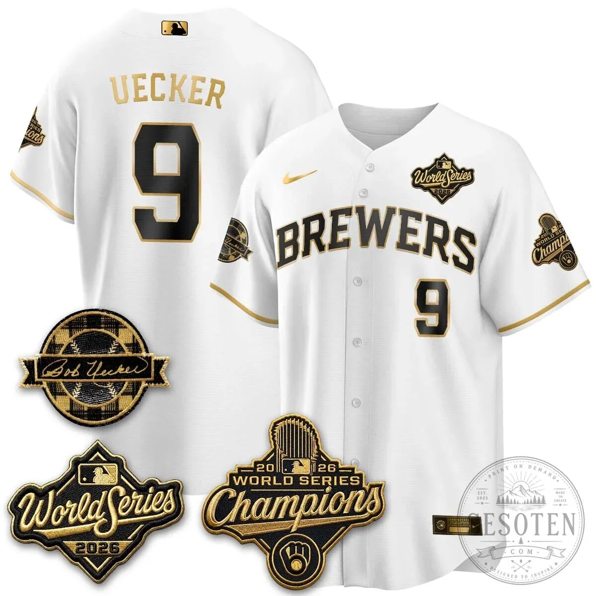 Black Baseball Jersey of Bob Uecker - 2026 Champions Milwaukee Brewers 106 Black Baseball Jersey of Bob Uecker - 2026 Champions Milwaukee Brewers