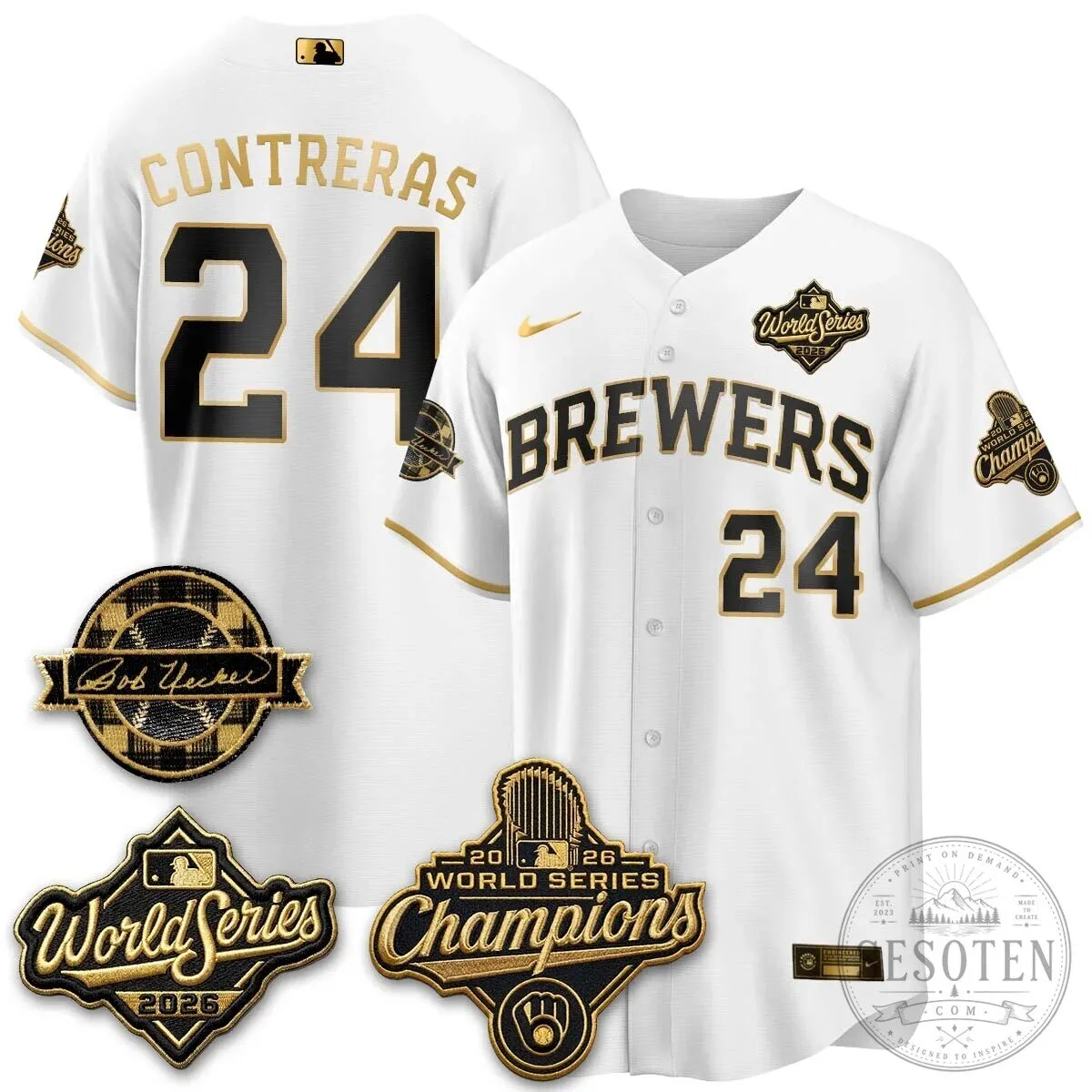 Black Baseball Jersey of Bob Uecker - 2026 Champions Milwaukee Brewers 107 Black Baseball Jersey of Bob Uecker - 2026 Champions Milwaukee Brewers