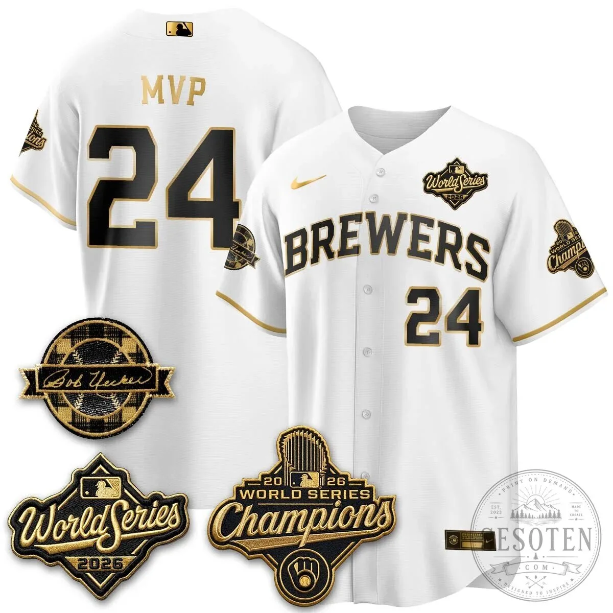 Black Baseball Jersey of Bob Uecker - 2026 Champions Milwaukee Brewers 110 Black Baseball Jersey of Bob Uecker - 2026 Champions Milwaukee Brewers