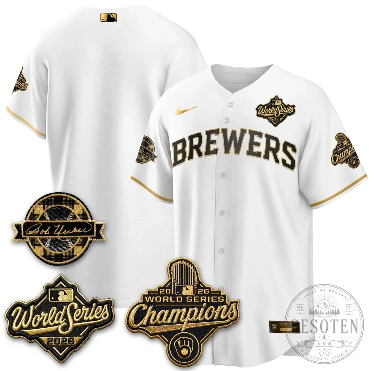 Black Baseball Jersey of Bob Uecker - 2026 Champions Milwaukee Brewers 113 Black Baseball Jersey of Bob Uecker - 2026 Champions Milwaukee Brewers