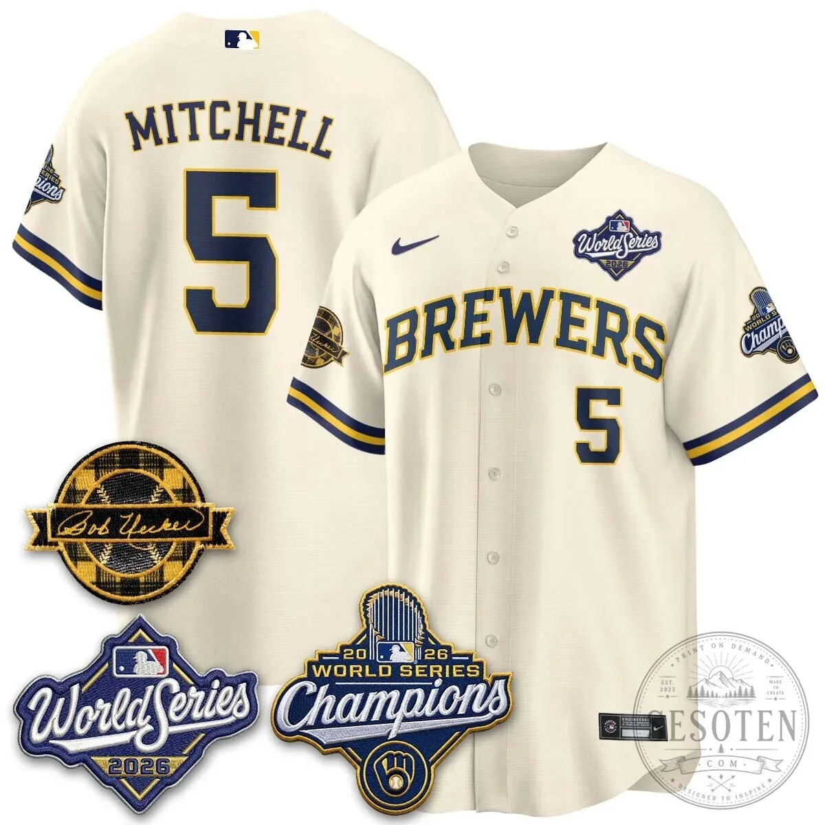 Black Baseball Jersey of Bob Uecker - 2026 Champions Milwaukee Brewers 117 Black Baseball Jersey of Bob Uecker - 2026 Champions Milwaukee Brewers
