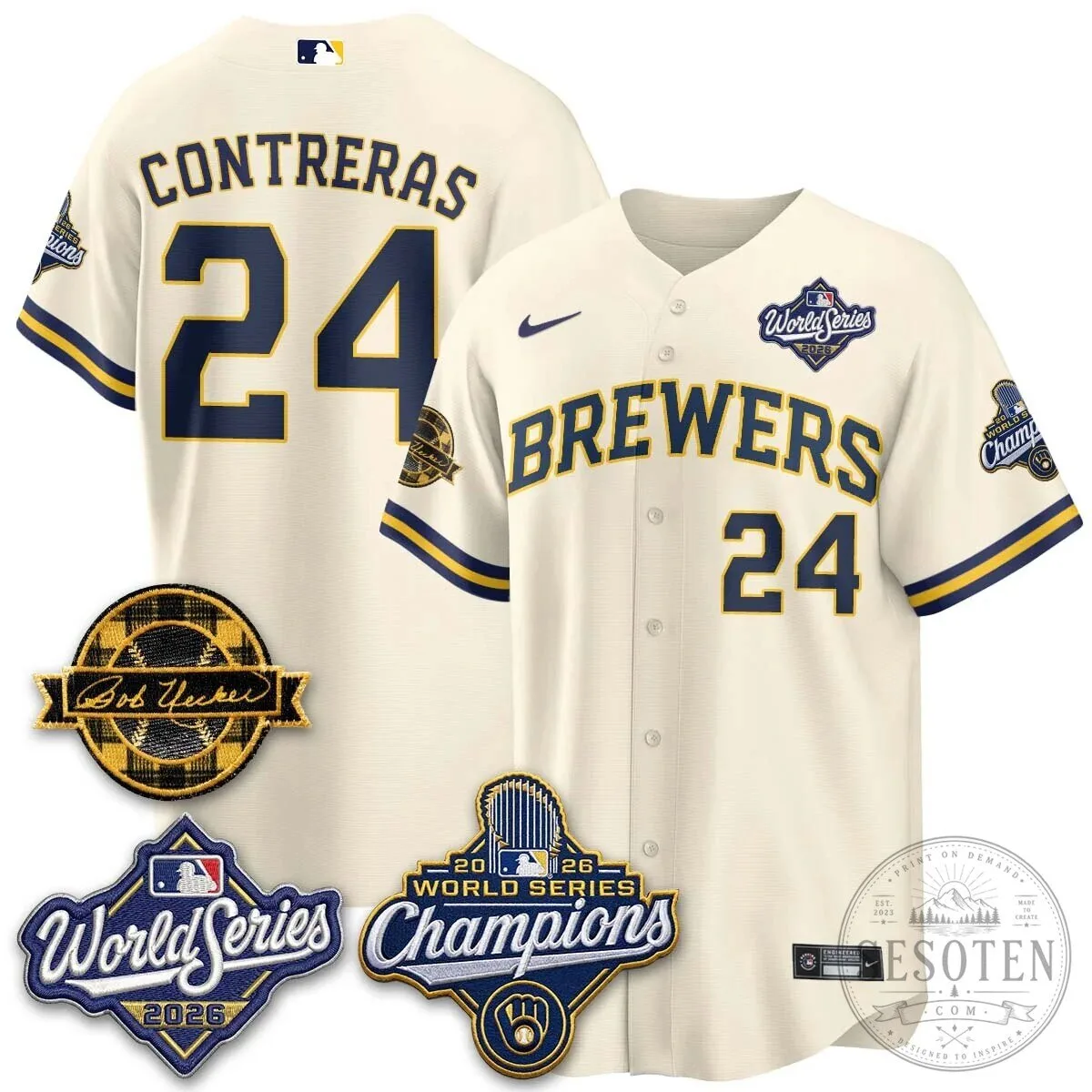 Black Baseball Jersey of Bob Uecker - 2026 Champions Milwaukee Brewers 121 Black Baseball Jersey of Bob Uecker - 2026 Champions Milwaukee Brewers