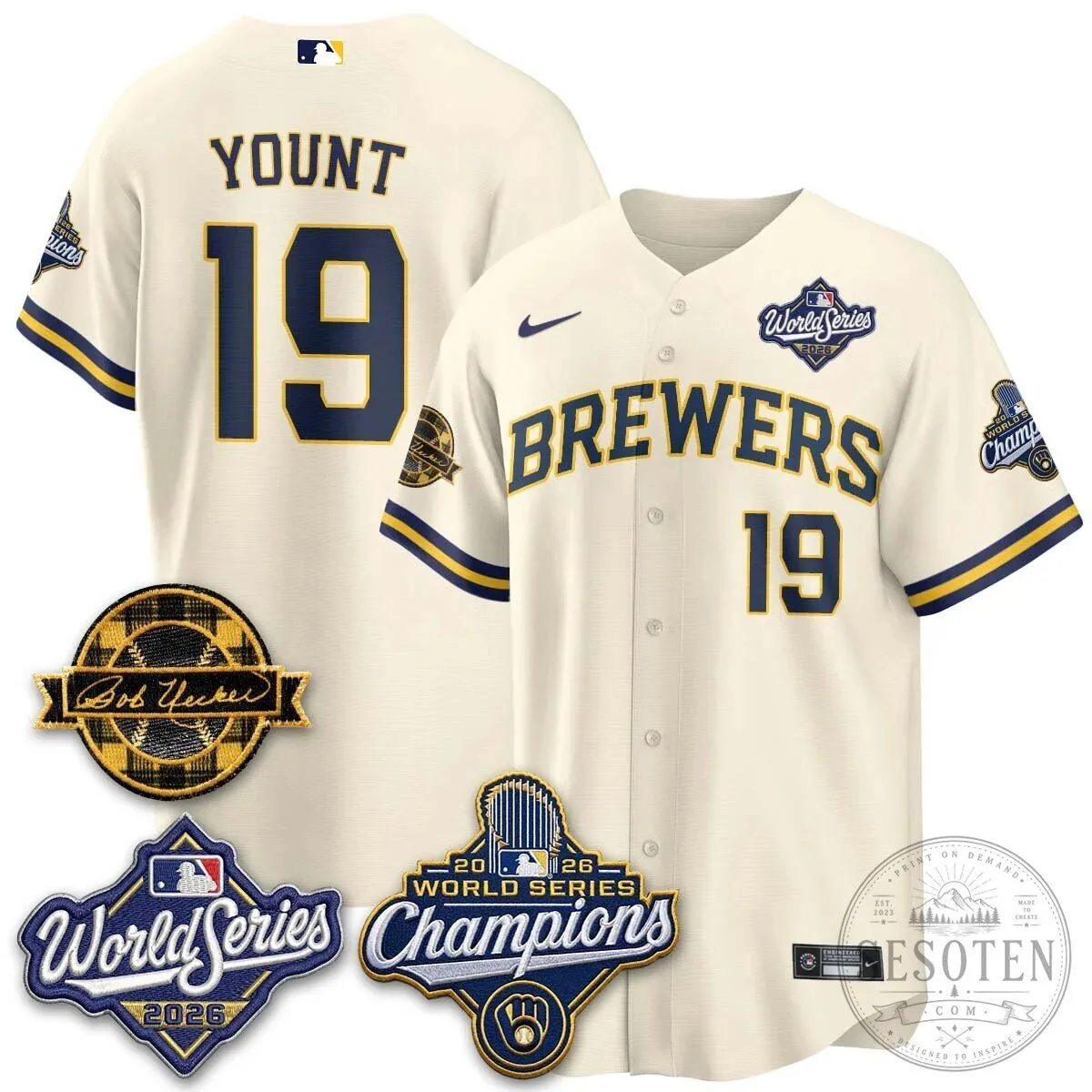 Black Baseball Jersey of Bob Uecker - 2026 Champions Milwaukee Brewers 123 Black Baseball Jersey of Bob Uecker - 2026 Champions Milwaukee Brewers