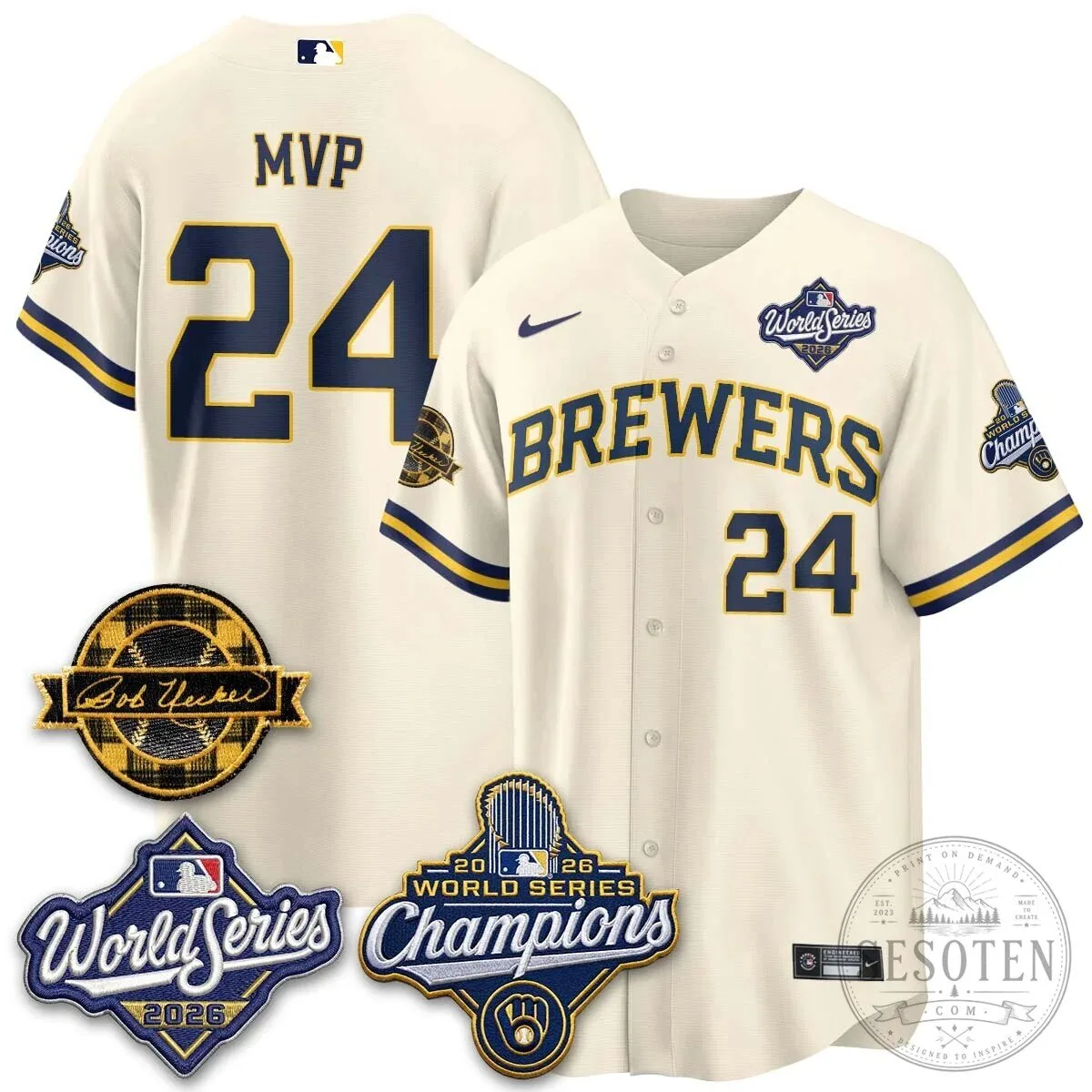 Black Baseball Jersey of Bob Uecker - 2026 Champions Milwaukee Brewers 124 Black Baseball Jersey of Bob Uecker - 2026 Champions Milwaukee Brewers
