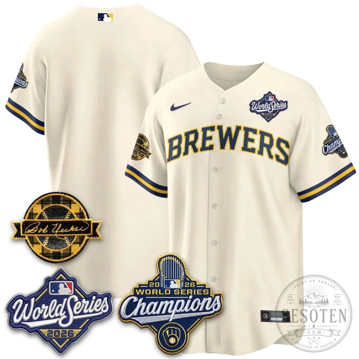 Black Baseball Jersey of Bob Uecker - 2026 Champions Milwaukee Brewers 127 Black Baseball Jersey of Bob Uecker - 2026 Champions Milwaukee Brewers
