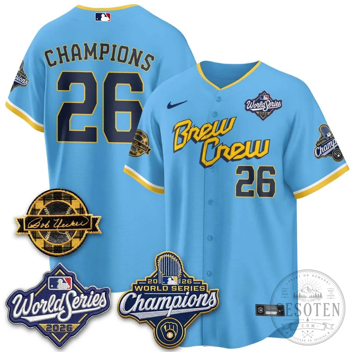 Black Baseball Jersey of Bob Uecker - 2026 Champions Milwaukee Brewers 139 Black Baseball Jersey of Bob Uecker - 2026 Champions Milwaukee Brewers