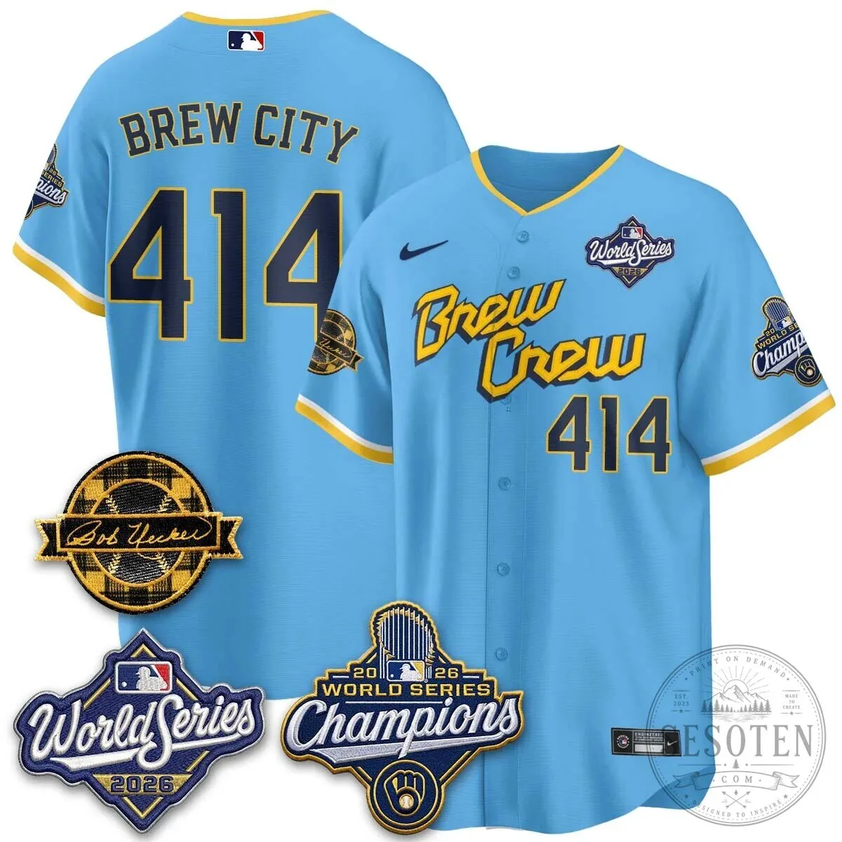Black Baseball Jersey of Bob Uecker - 2026 Champions Milwaukee Brewers 140 Black Baseball Jersey of Bob Uecker - 2026 Champions Milwaukee Brewers
