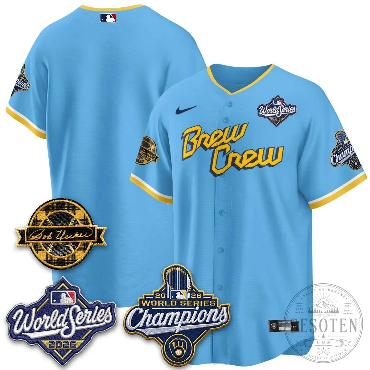 Black Baseball Jersey of Bob Uecker - 2026 Champions Milwaukee Brewers 141 Black Baseball Jersey of Bob Uecker - 2026 Champions Milwaukee Brewers