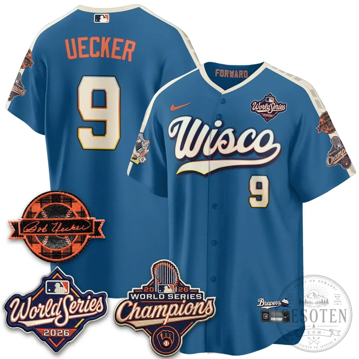 Black Baseball Jersey of Bob Uecker - 2026 Champions Milwaukee Brewers 148 Black Baseball Jersey of Bob Uecker - 2026 Champions Milwaukee Brewers