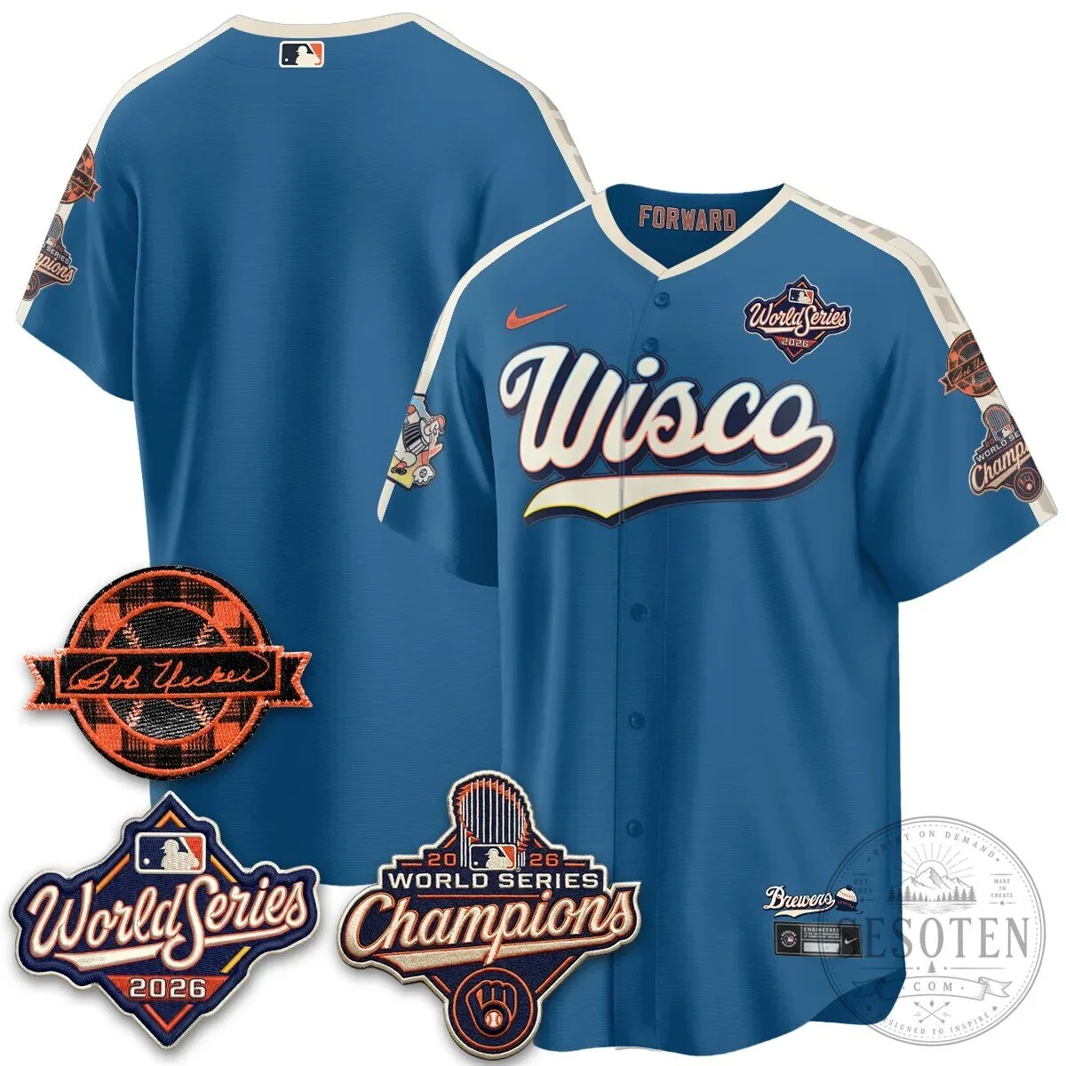 Black Baseball Jersey of Bob Uecker - 2026 Champions Milwaukee Brewers 155 Black Baseball Jersey of Bob Uecker - 2026 Champions Milwaukee Brewers