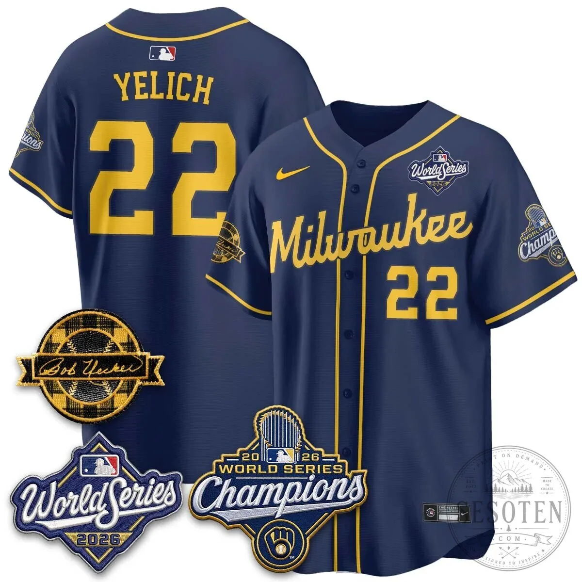 Black Baseball Jersey of Bob Uecker - 2026 Champions Milwaukee Brewers 160 Black Baseball Jersey of Bob Uecker - 2026 Champions Milwaukee Brewers