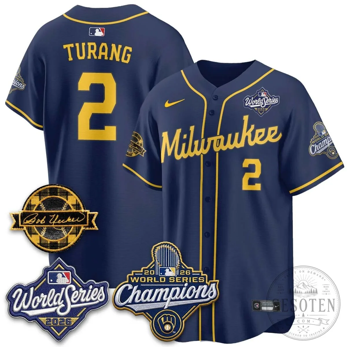 Black Baseball Jersey of Bob Uecker - 2026 Champions Milwaukee Brewers 161 Black Baseball Jersey of Bob Uecker - 2026 Champions Milwaukee Brewers