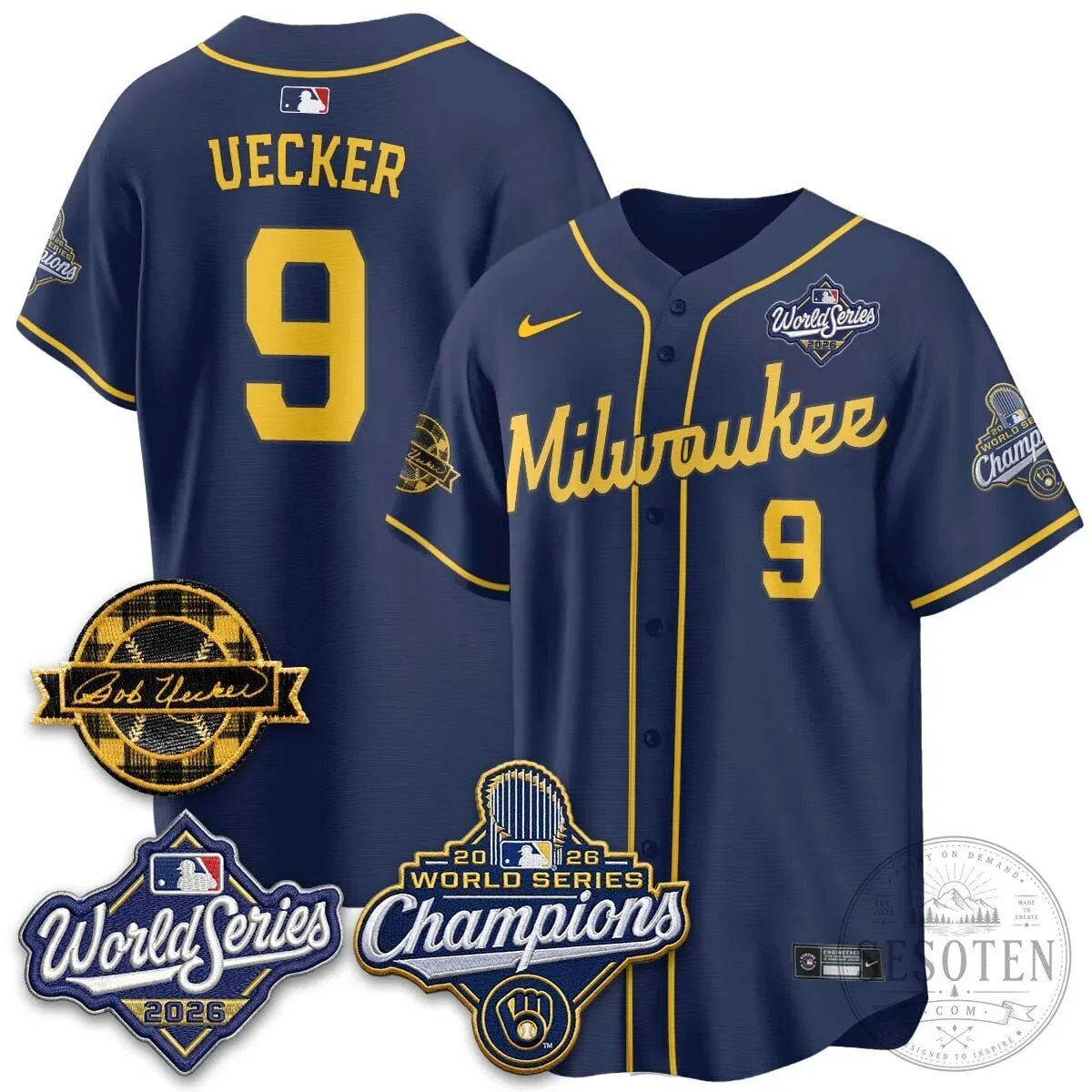Black Baseball Jersey of Bob Uecker - 2026 Champions Milwaukee Brewers 162 Black Baseball Jersey of Bob Uecker - 2026 Champions Milwaukee Brewers