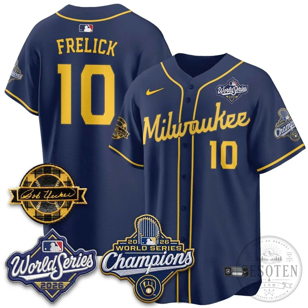 Black Baseball Jersey of Bob Uecker - 2026 Champions Milwaukee Brewers 164 Black Baseball Jersey of Bob Uecker - 2026 Champions Milwaukee Brewers