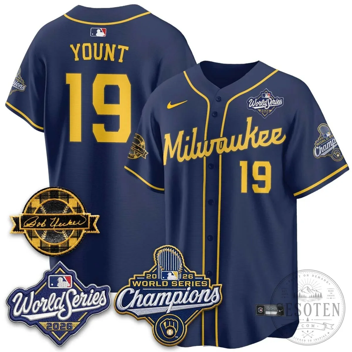 Black Baseball Jersey of Bob Uecker - 2026 Champions Milwaukee Brewers 165 Black Baseball Jersey of Bob Uecker - 2026 Champions Milwaukee Brewers