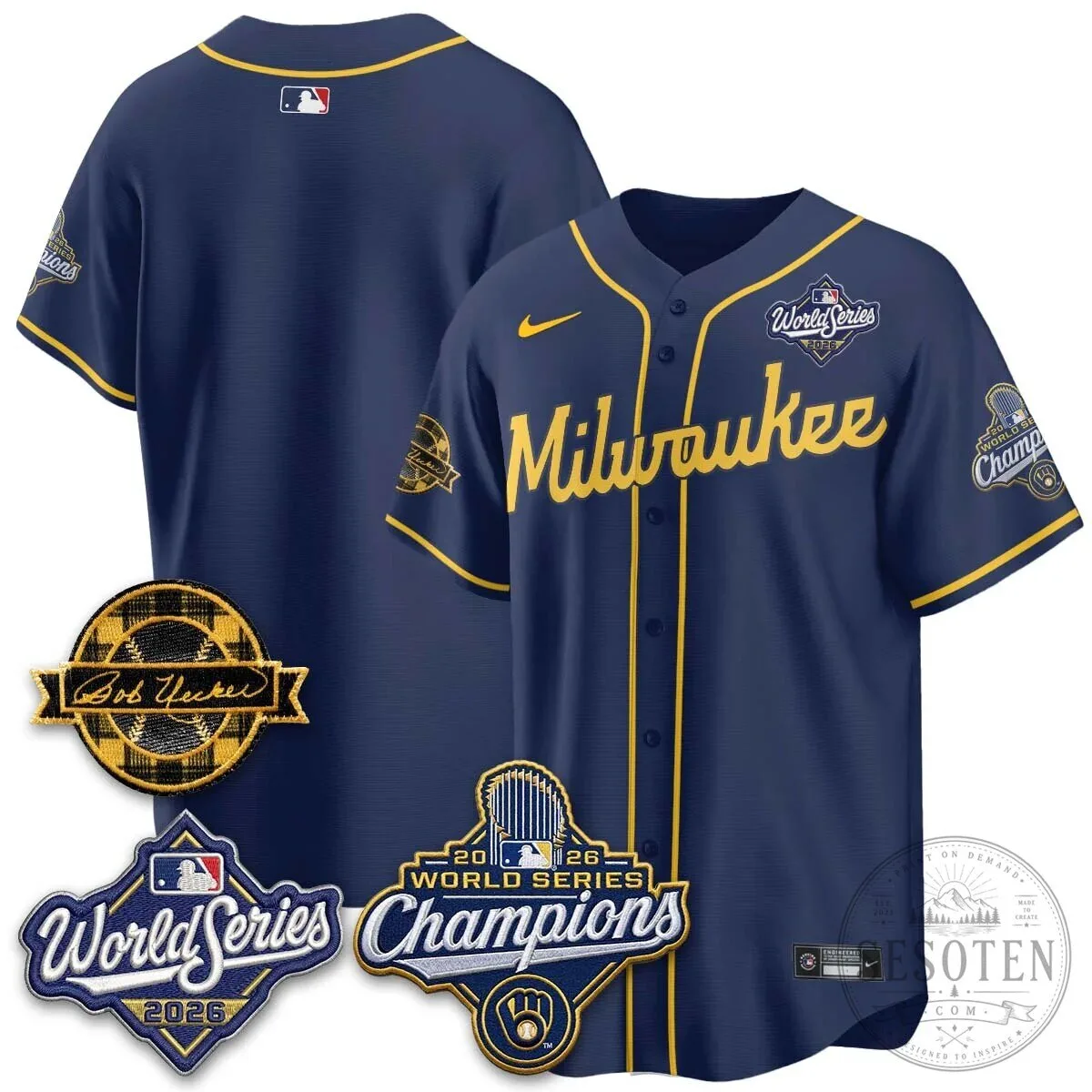 Black Baseball Jersey of Bob Uecker - 2026 Champions Milwaukee Brewers 169 Black Baseball Jersey of Bob Uecker - 2026 Champions Milwaukee Brewers
