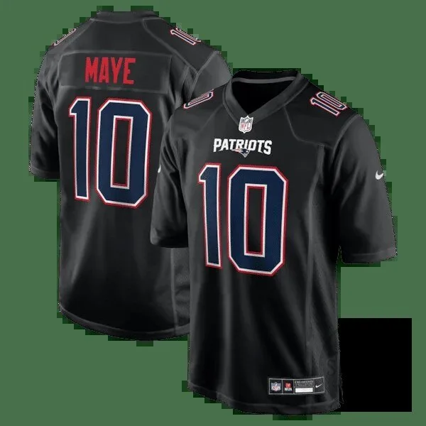 New England Patriots Drake Maye Black NFL Football Jersey