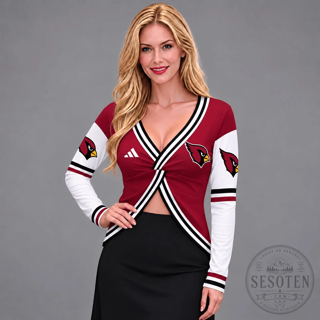 Arizona Cardinals Deep V-Neck Wrap Top for Women