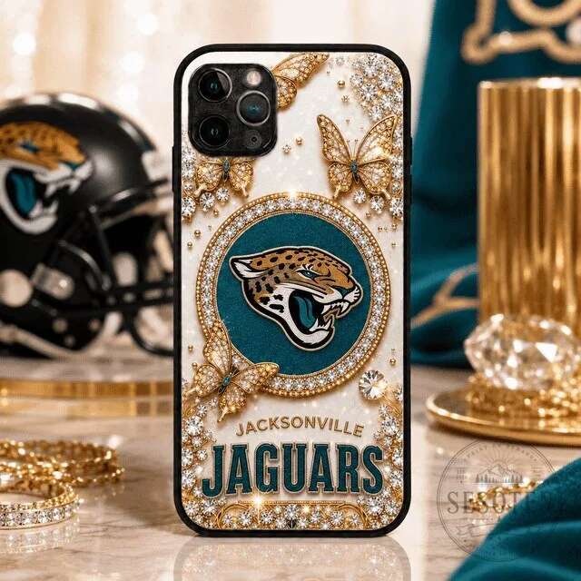 Jacksonville Jaguars NFL Football Team Logo Diamond Butterflies Phone Case 5 Jacksonville Jaguars NFL Football Team Logo Diamond Butterflies Phone Case